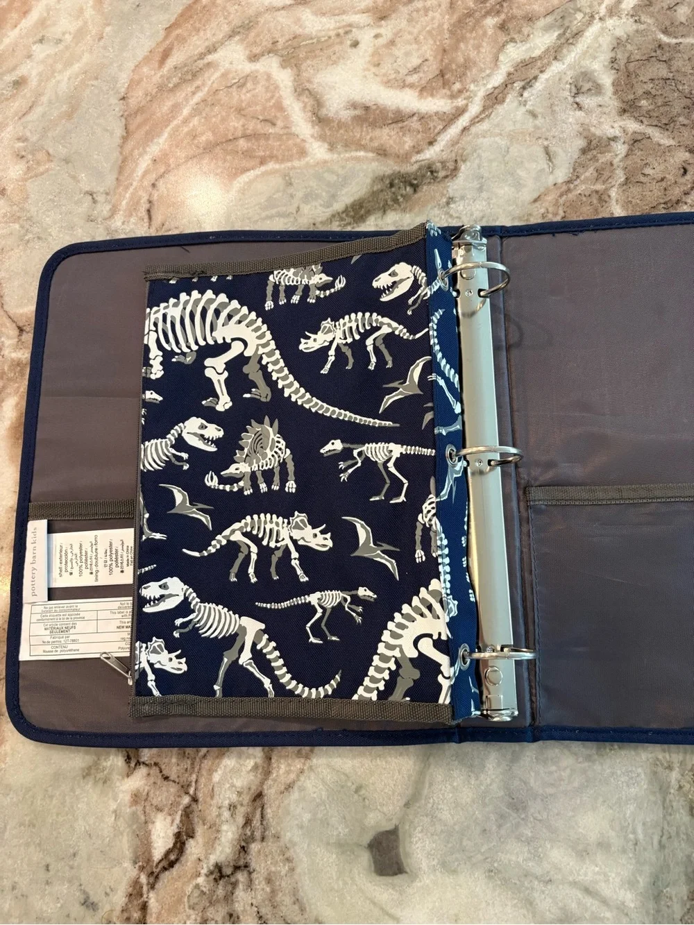 Pottery Barn Kids Mackenzie Navy Glow in Dark Dinosaur 3 Ring Binder Pencil Case